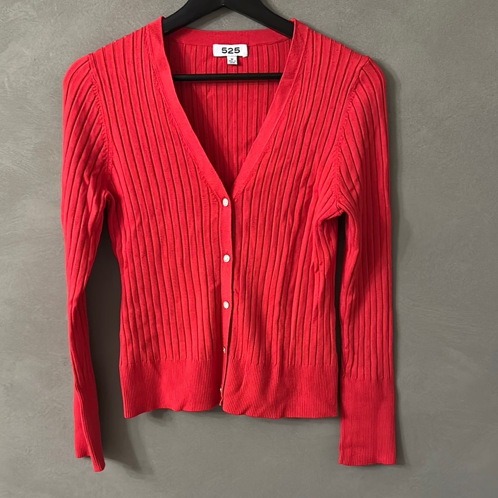 525 America Women's Red Ribbed Sweater